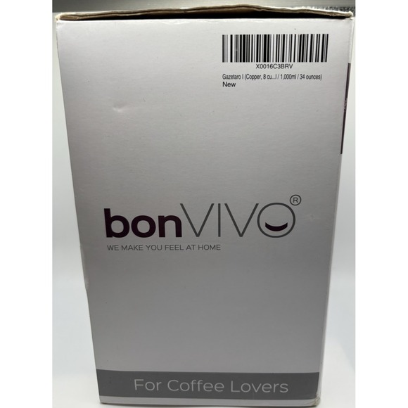 BonVivo Gazetrao I 34 oz (8 Cup) French Press Copper Finish NEW - Picture 4 of 11